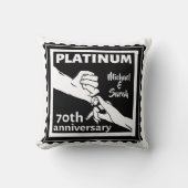 Coussin 70e anniversaire du mariage platine bleu tradition (Recto)