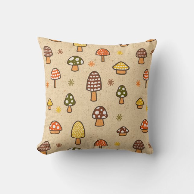 Coussin 70s Style Retro Mushrooms (Recto)