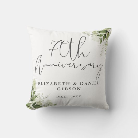 Coussin 70th Wedding Anniversary Greenery Floral (Recto)