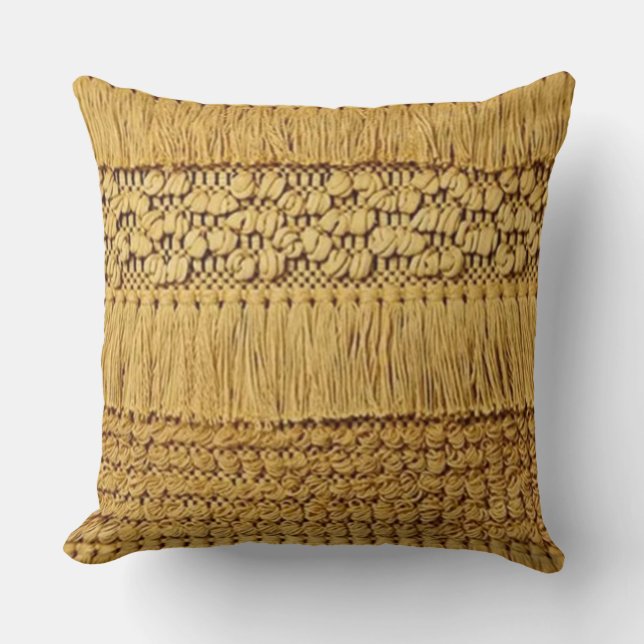 Coussin 73, Tissé, (Faux), Or avec Accents Fringe (Recto)