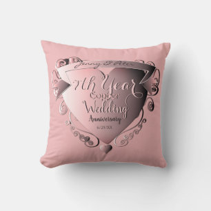 Coussin 7e année Mariage Anniversaire rose cuivre