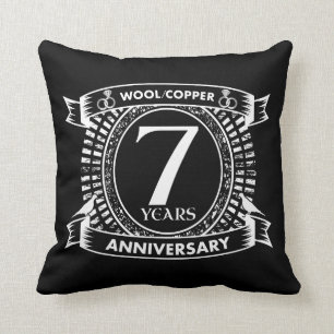 Coussin 7e anniversaire mariage de laine de cuivre