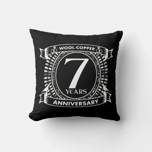Coussin 7E anniversaire mariage laine cuivre (Recto)