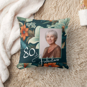 Coussin 80 et fabuleux Motif Flower Photo Anniversaire