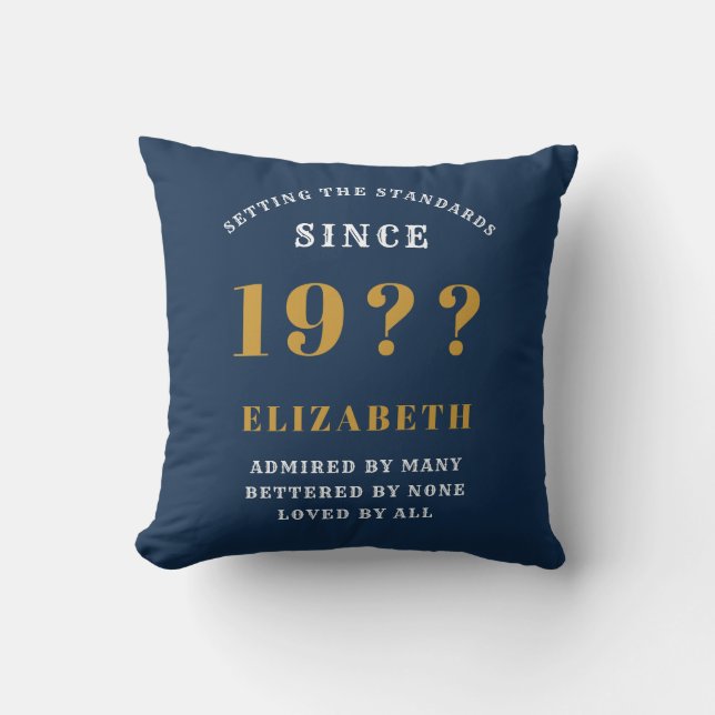 Coussin 80e anniversaire Loved Ajouter votre nom Année Blu (Recto)