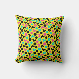 Coussin 80's/90's Black & Neon Yellow And Blue Motif