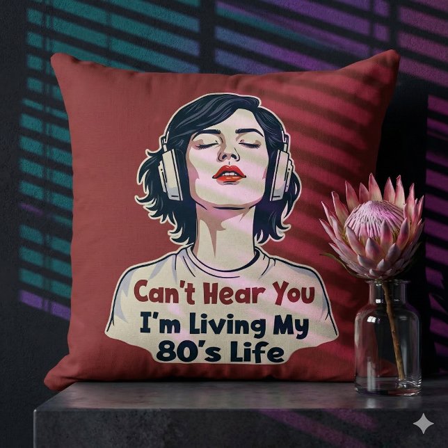 Coussin 80s Rétro Nostalgic Music Lover Throwback Design (80s Retro Nostalgic Music Lover Throwback Design Throw Pillow Mockup B)