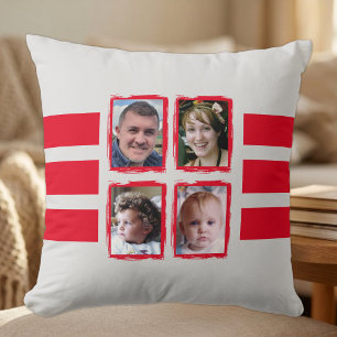 Coussin 8 bandes de photos rouge double face