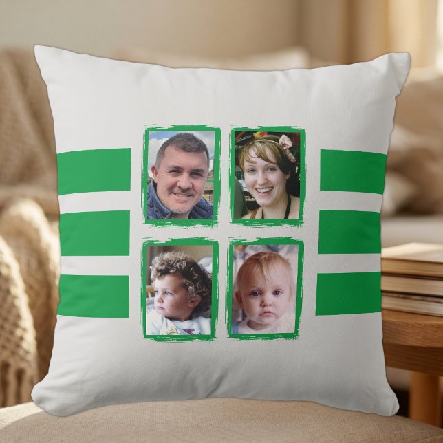 Coussin 8 bandes de photos vertes double face (Créateur téléchargé)