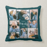 Coussin 8 Photo Collage Famille Moderne Personnalisée | TU<br><div class="desc">Cet oreiller de style simple et moderne dispose de 8 modèles photo,  ainsi que de 2 modèles de texte (nom et année). La typographie élégante à la main épelle le mot "Famille".</div>