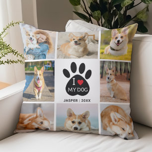 Coussin 8 Photo Collage I Love My Dog Empreinte de patte