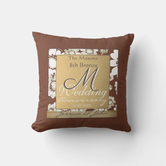 Coussin 8e anniversaire du Mariage de bronze foncé (Recto)