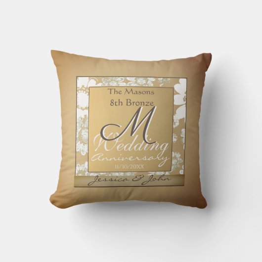 Coussin 8e anniversaire du Mariage de bronze photo personn (Recto)