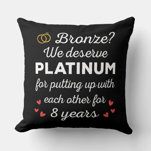 Coussin 8ème anniversaire Mariage I - Bronze Funny Couple (Recto)