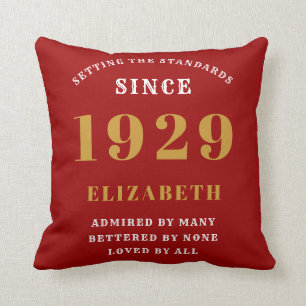 Coussin 90e anniversaire Normes nées en 1929 Rouge