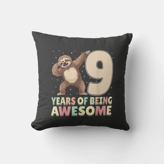 Coussin 9 Ans d'être Incroyable Sloth Faisant le Dab 9ème (Recto)