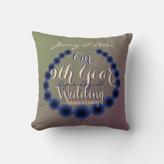 Coussin 9e anniversaire Mariage de Lapis Lazuli (Recto)