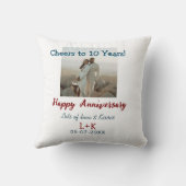 Coussin À 10 ans d'anniversaire de mariage joyeux ajoutez  (Verso)