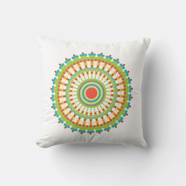 Coussin à accents blanc Mandala de Bohême multicol (Recto)