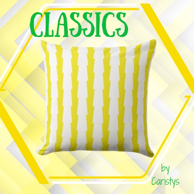 Coussin à accents rayés jaune et blanc (Créateur téléchargé)