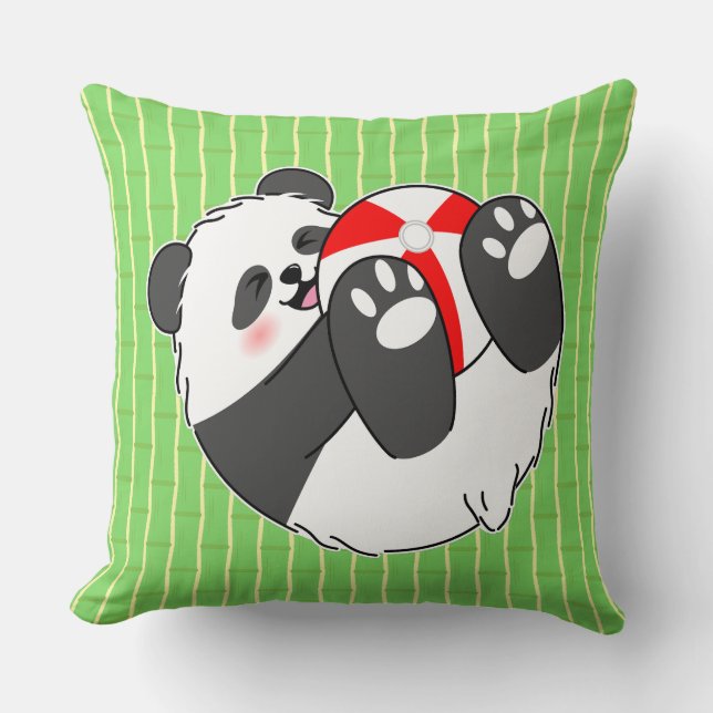 Coussin A Cute Baby Panda Playing with a Ball (Recto)