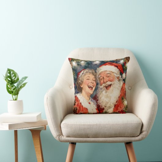 Coussin A Cute Mr and Mrs Claus Old-Fashioned Christmas (Chaise)