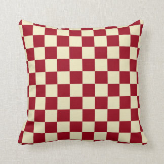 Coussin à damiers Bourgogne et crème