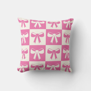 Coussin à damiers Coquette Girly Pink Bows Nursery