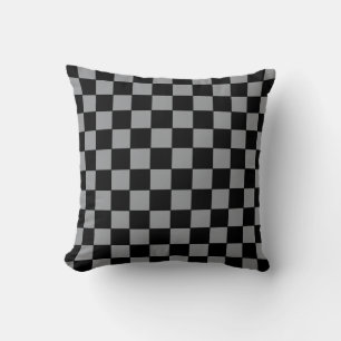Coussin à damiers gris et noir