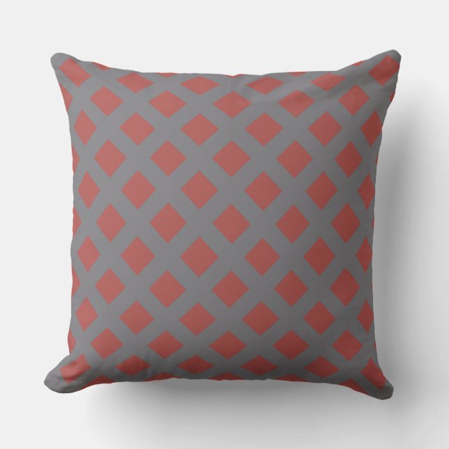 Coussin À damiers gris et rouge (Recto)