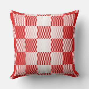 Coussin À damiers rouge géométrique