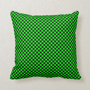 Coussin À damiers verte noire et citron vert