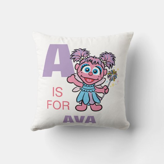 Coussin A est pour Abby Cadabby | Ajouter Votre Nom (Verso)