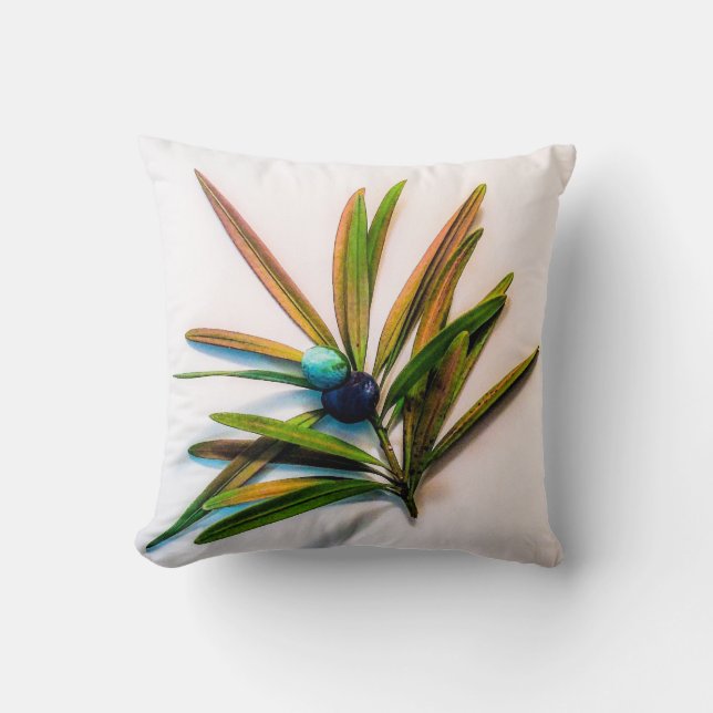 Coussin À feuillage persistant Sprig avec Berries Jeter l' (Recto)