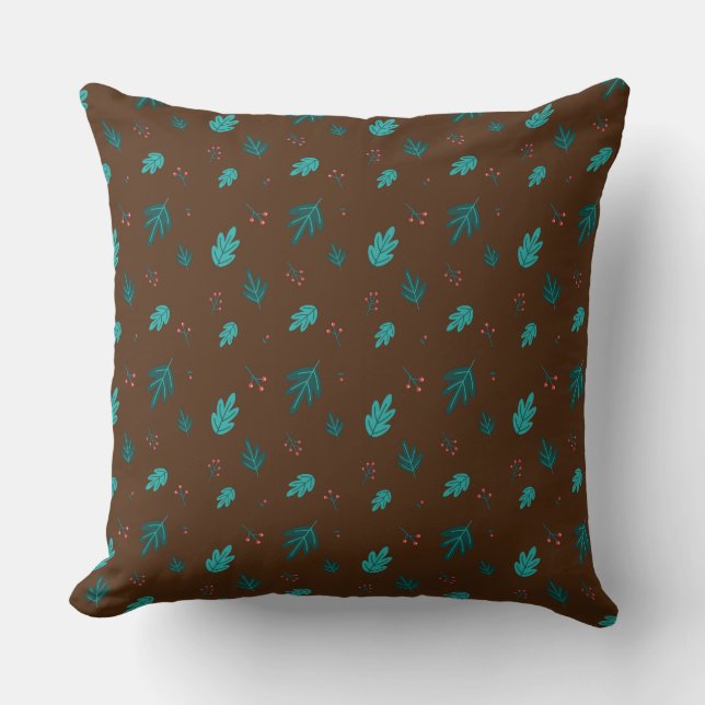 Coussin À feuillage persistant Tree Feuilles et Red Holly  (Recto)