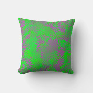 Coussin à feuilles vertes et pourpres