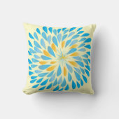 Coussin à fleurs moderne de moutarde jaune et d'Aq (Recto)