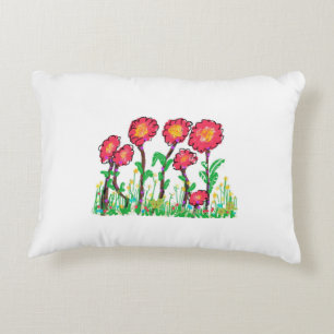 Coussin à fleurs rouges