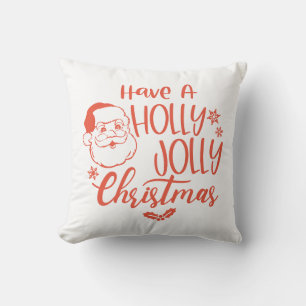 Coussin A Holly Jolly Christmas avec Père Noël