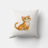 Coussin à jeter avec chaton roux adorable (Verso)