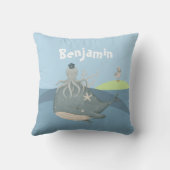 Coussin à jeter avec noms d'enfants Baleine Pieuvr (Verso)