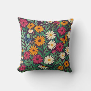 Coussin à jeter pour jardin de marguerites abstrai