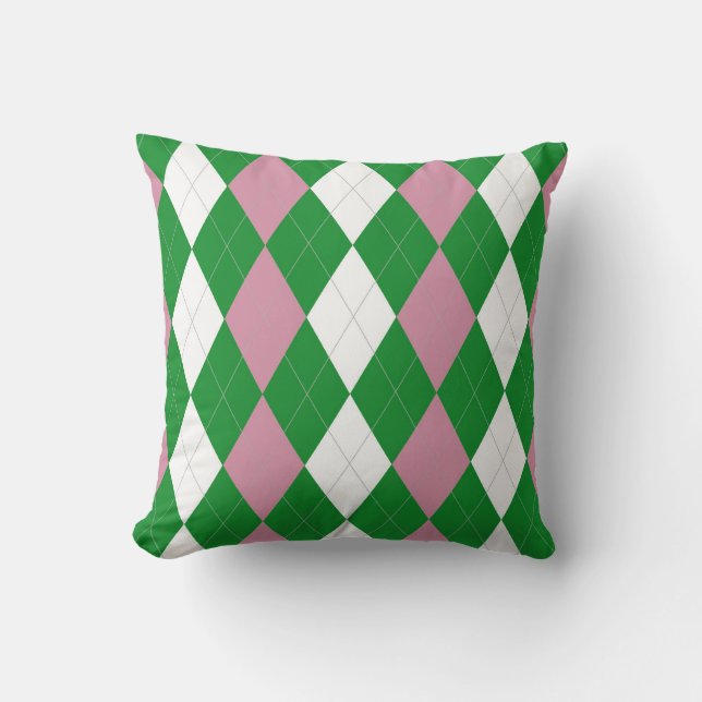 Coussin A.K.A Jacquard rose et vert Jeu d'oreiller (Recto)