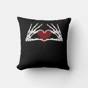 Coussin À la mort - Squelette Mains de coeur