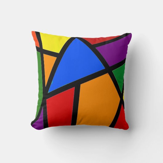 Coussin à lancer arc-en-ciel géométrique (Recto)