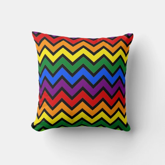 Coussin à lancer arc-en-ciel Zigzag (Recto)