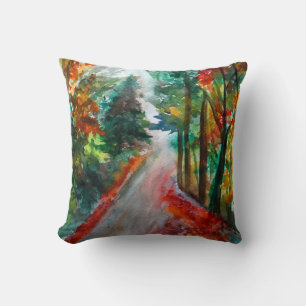 Coussin à lancer Automne Paysage Aquarelle