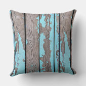 Coussin à lancer - Bleu rustique en bois (Verso)