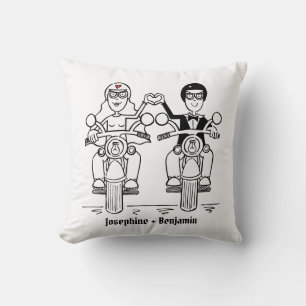 Coussin à lancer de Mariage de moto personnalisé