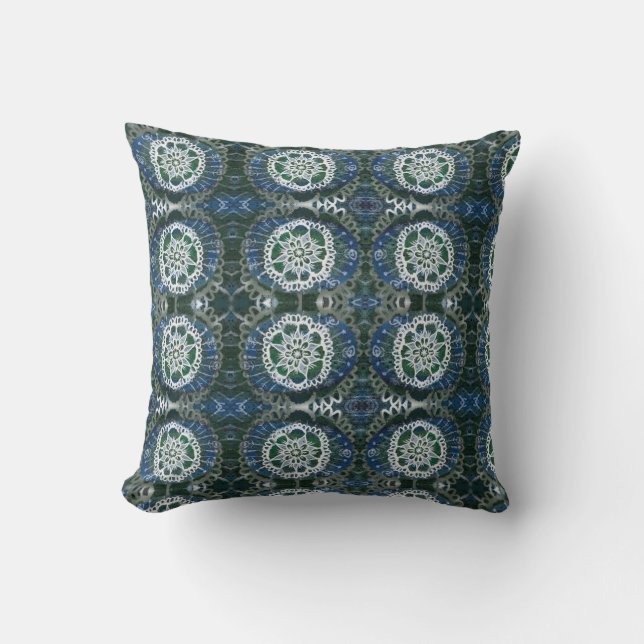 Coussin à lancer Mandala 41 x 41 cm Bleu (Recto)